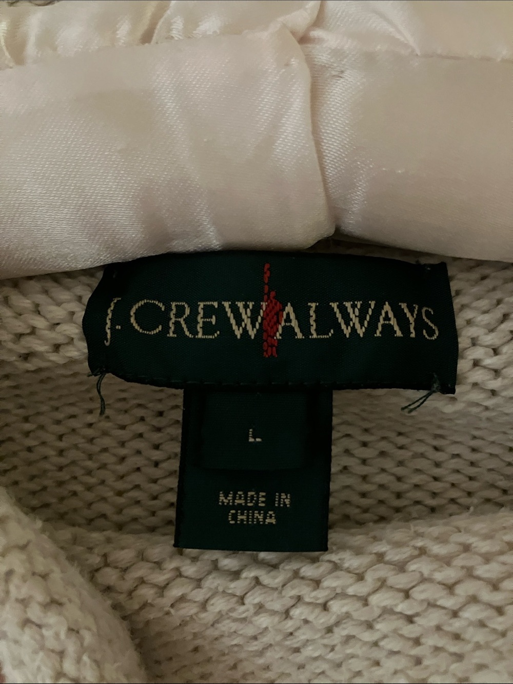 J Crew Always Rower Roll Neck Off White Cotton Sweater Size Large - Picture 3 of 9
